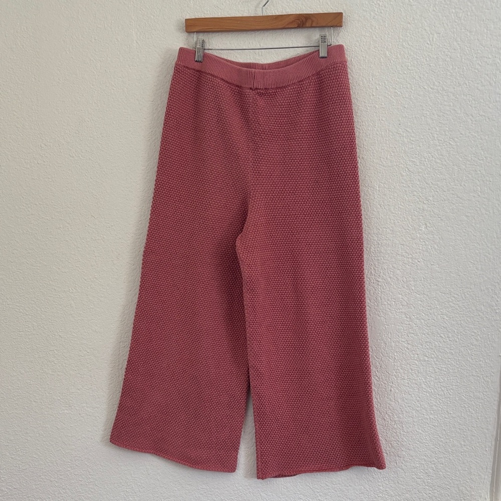 Free People Beach 100% Cotton Hailee Waffle Knit Rosie Pink Pants Size Large - Picture 2 of 10